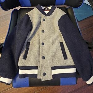 Old Navy Gray and Navy Jacket with Burgundy Lining